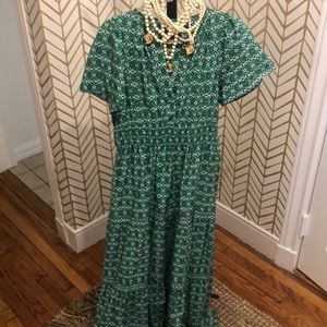 Anthropology tiered maxi dress WITH POCKETS